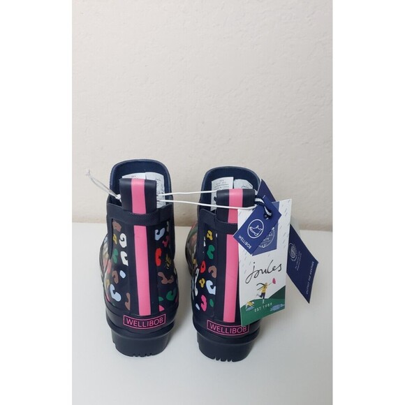 Joules Ankle Rain Boots Wellibob Navy Bees & Leopard Outdoor US 6 EU 37 UK 4 NWT - Picture 3 of 7